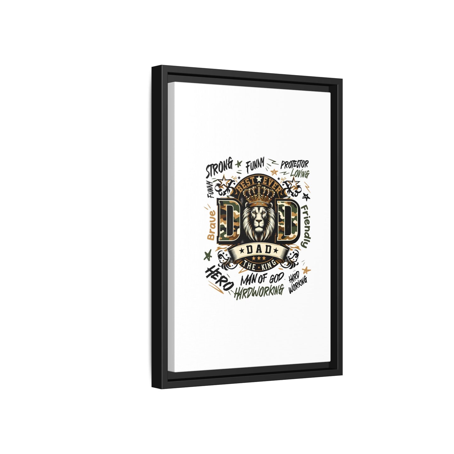 Framed Matte Canvas 'Best Ever DAD' Wall Art – Lion King Design, Father’s Day Gift
