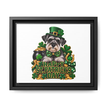 Happy St. Patrick’s Day Schnauzer Framed Canvas