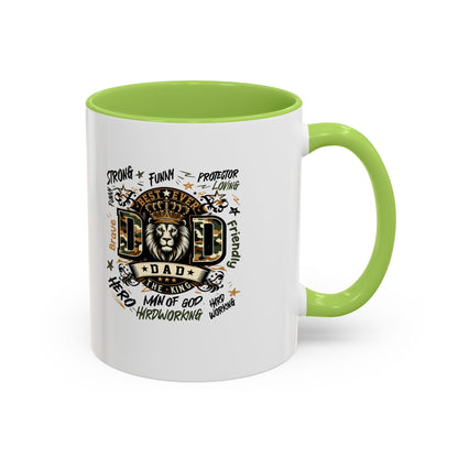 Dad King Lion Coffee Mug — 'Dad: The King' Accent 11/15oz Gift