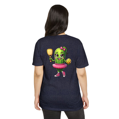 Pickle Paddleball T-Shirt — Cute Pickle Character in Tutu with Paddle & Ball