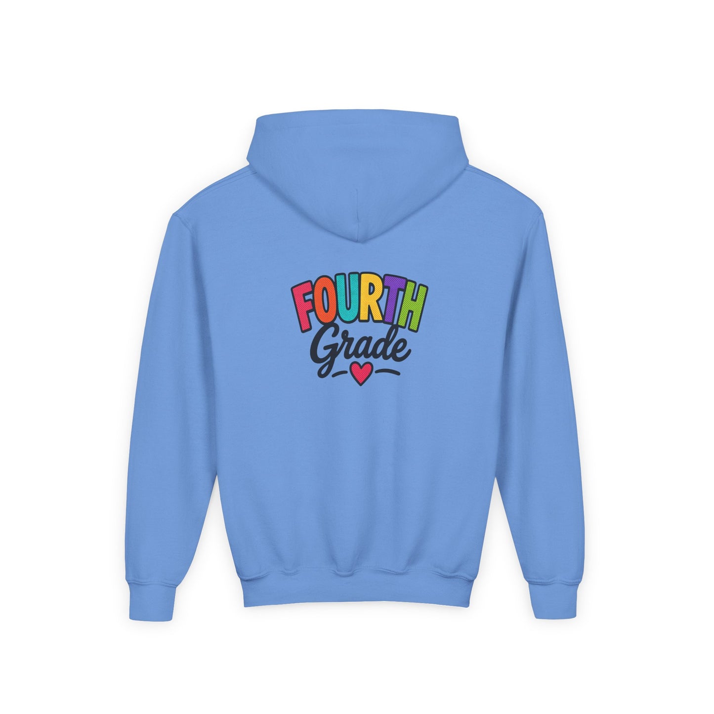 Fourth Grade Hoodie — Colorful Kids School Sweatshirt (“Fourth Grade” with Heart)