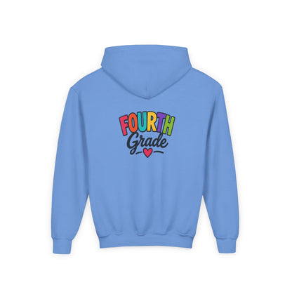 Fourth Grade Hoodie — Colorful Kids School Sweatshirt (“Fourth Grade” with Heart)
