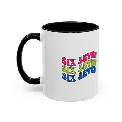 Six Seven Retro Accent Coffee Mug — Colorful 11/15oz Ceramic Tea Cup