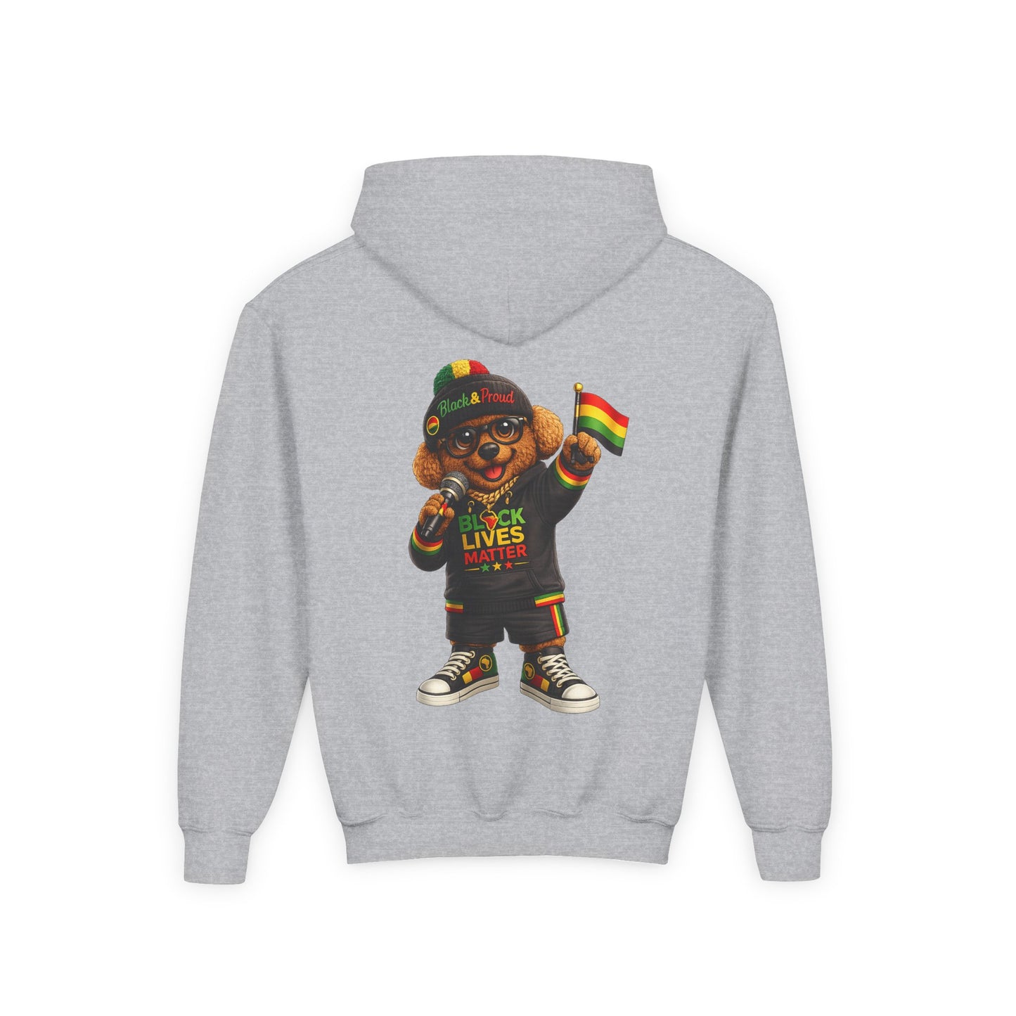 Youth Hoodie — Black Lives Matter Rasta Bear Kids Pullover