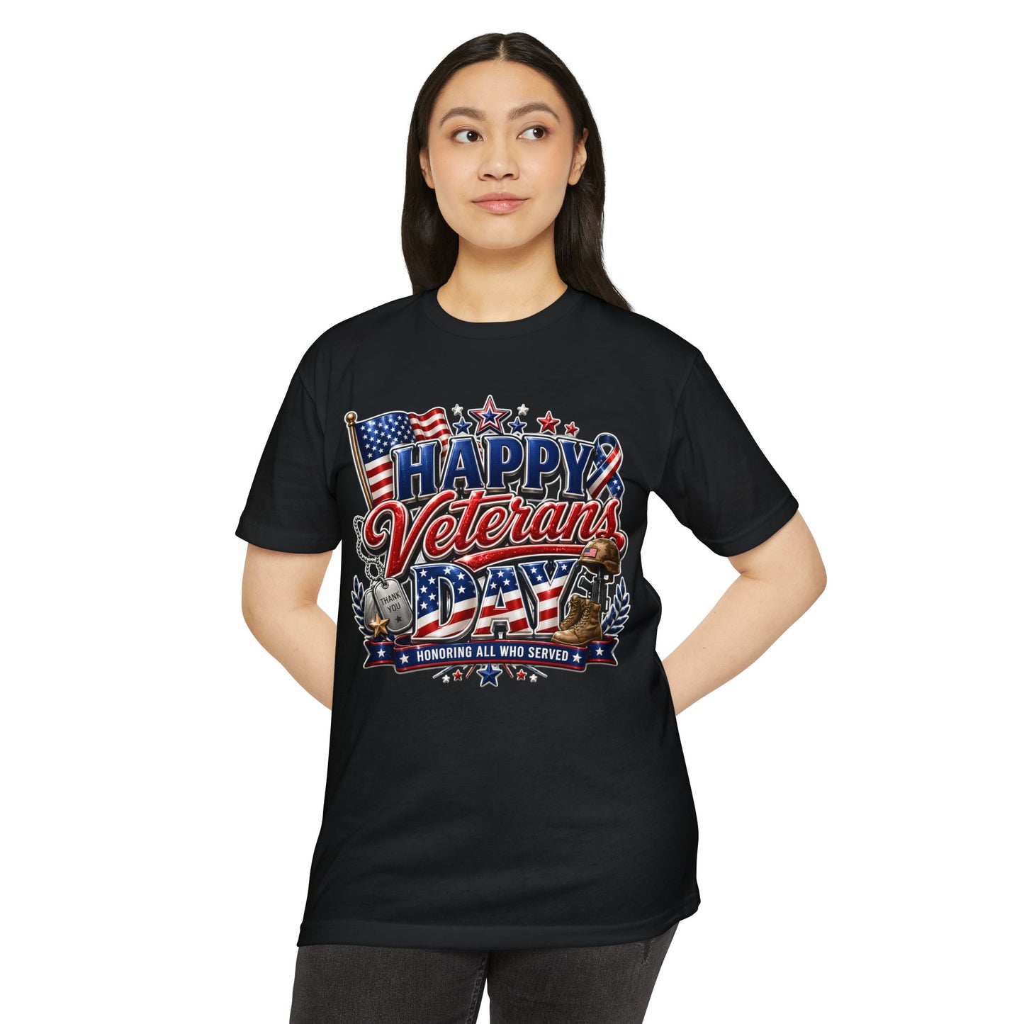 Veterans Day T-Shirt - "Happy Veterans Day" Patriotic Military Tribute Tee