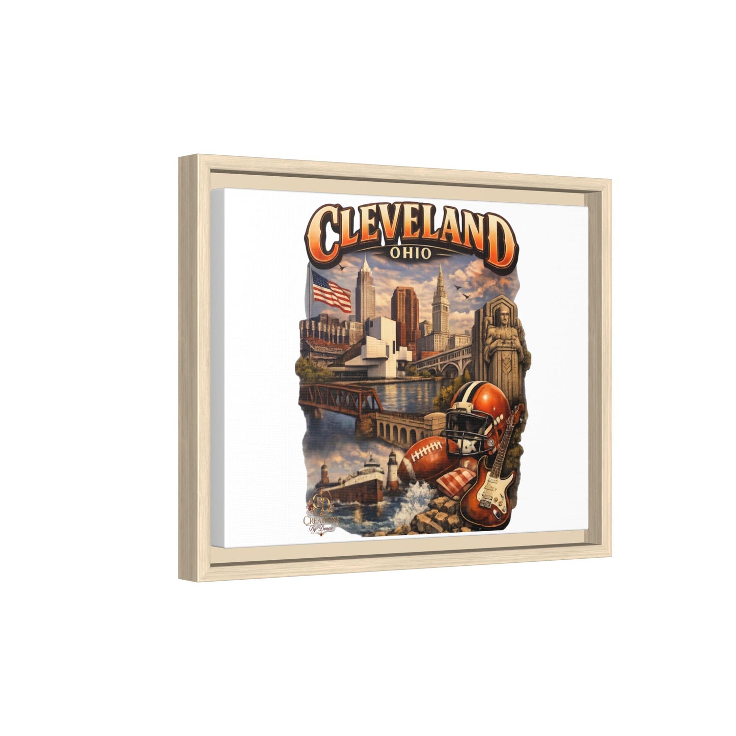 Cleveland Ohio Collage Framed Canvas Print