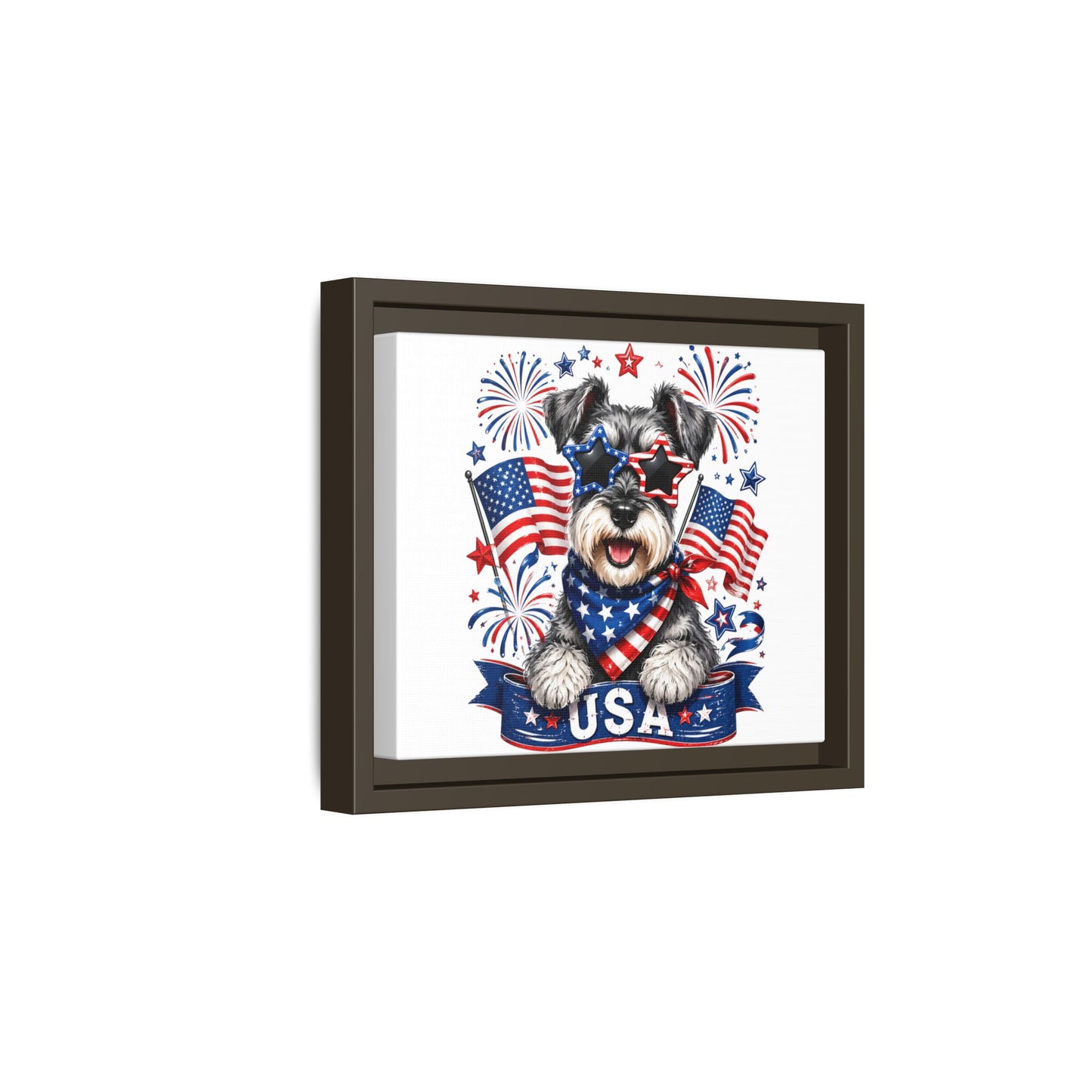 USA Patriotic Schnauzer Canvas Print — 4th of July Wall Art