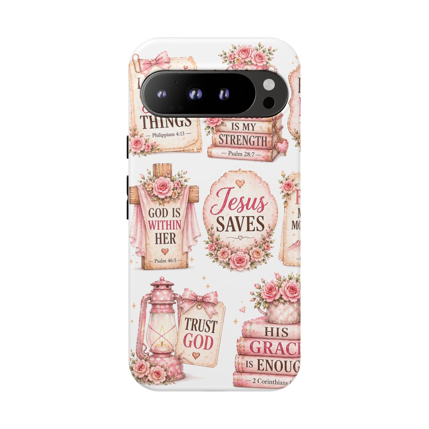 Faith Phone Case — 'Jesus Saves' Floral Christian Scripture iPhone Case