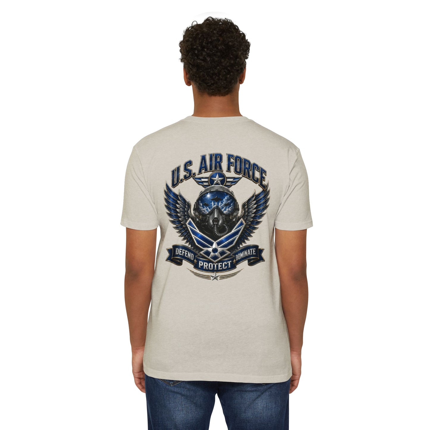 U.S. Air Force Skull Wings T-Shirt — Defend Protect Dominate Military Tee