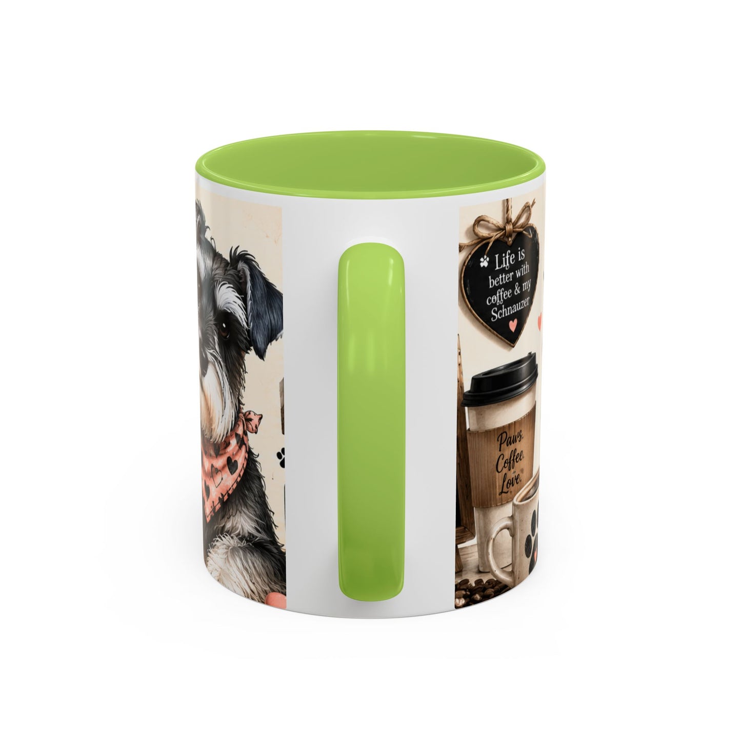 Fueled by Coffee and Schnauzer Love Accent Mug — Dog Lover Coffee Cup (11/15 oz)