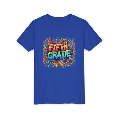 Fifth Grade Kid's Tee - Colorful School Supplies Back to School T-Shirt