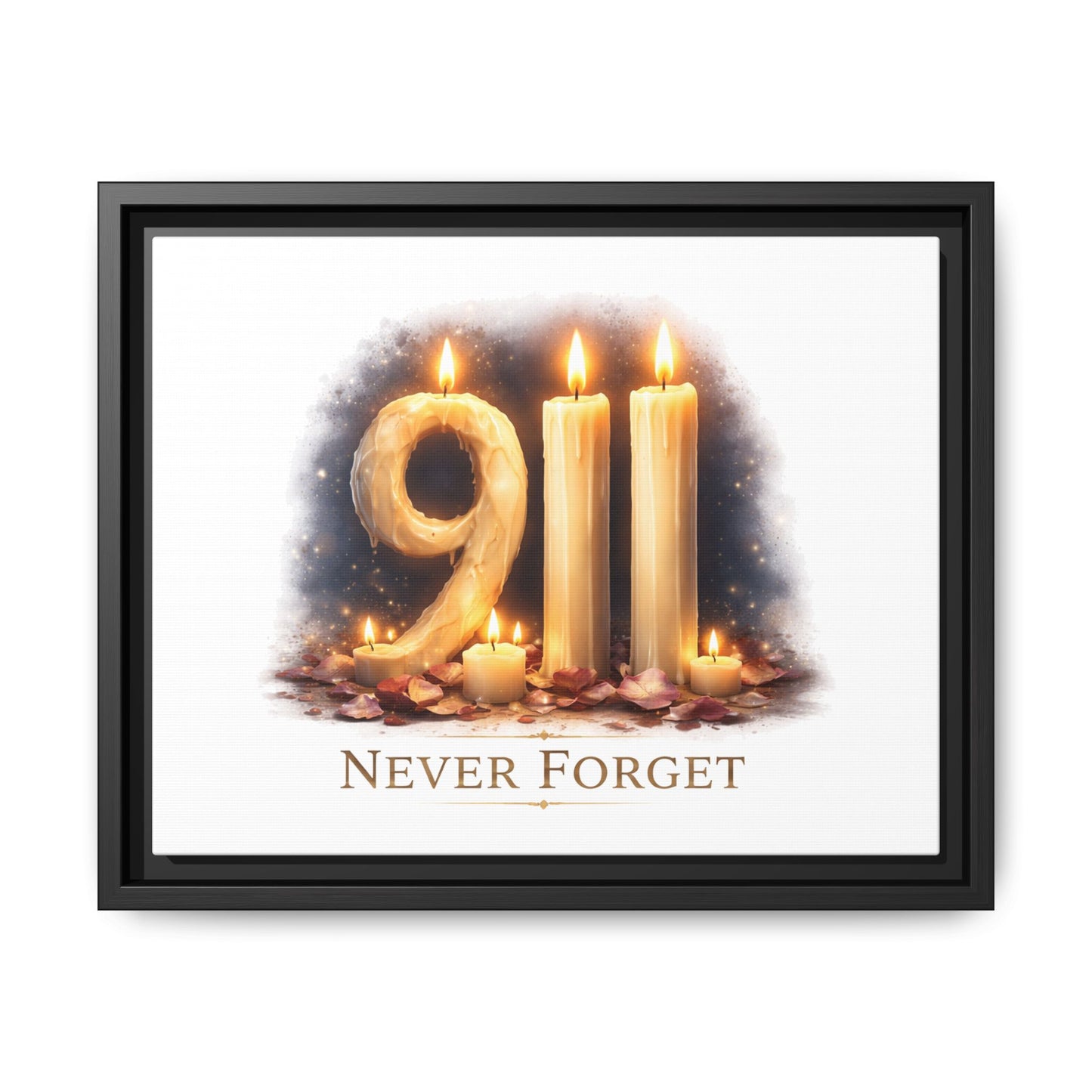 9/11 Never Forget Framed Canvas Print