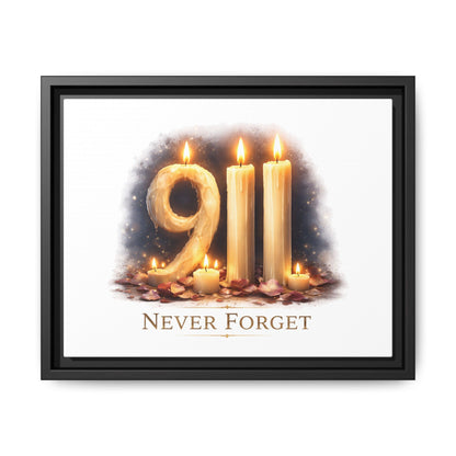 9/11 Never Forget Framed Canvas Print