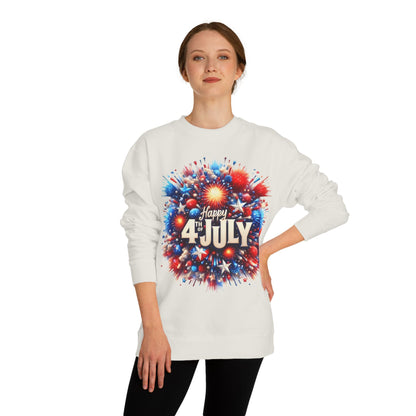4th of July Fireworks Sweatshirt — "Happy 4th of July" Patriotic Crewneck