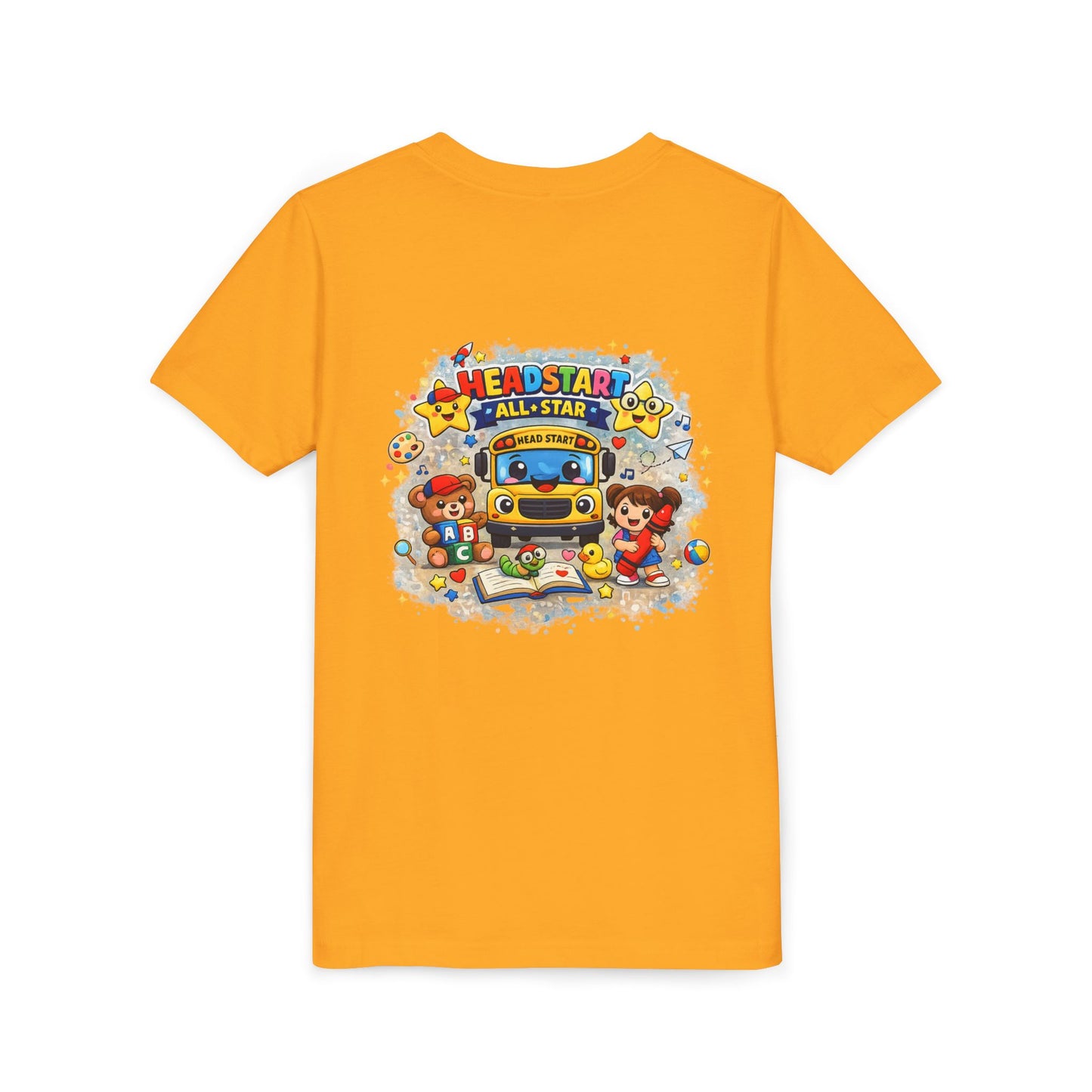 Youth Tee — "Headstart All-Star" Cute School Bus & Characters Back-to-School Shirt