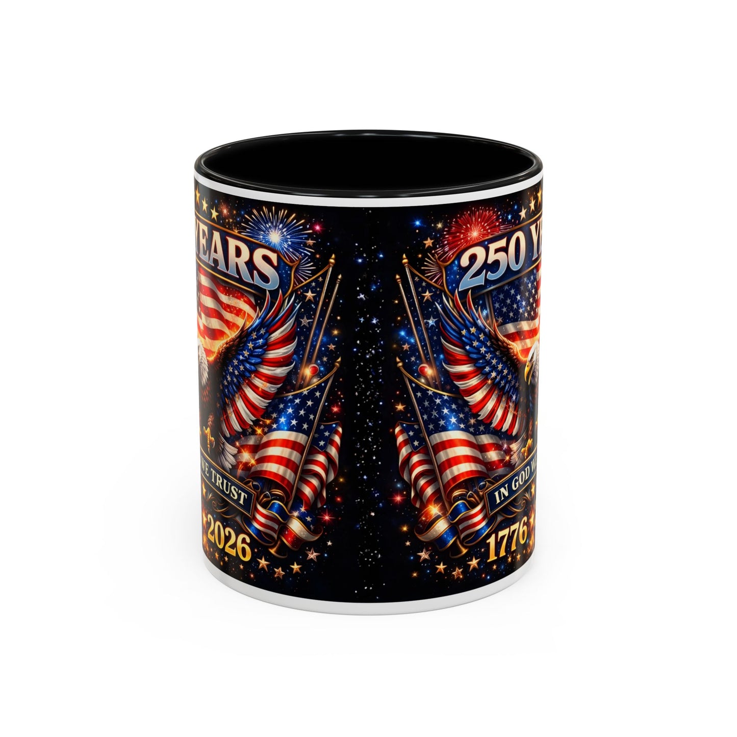 250 Years 1776–2026 Eagle American Flag Accent Coffee Mug — Patriotic Independence Day Gift (11/15oz)