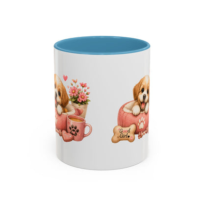 Cute Puppy Coffee Mug — Adorable 'Good Girl' Dog Design, Accent 11/15oz