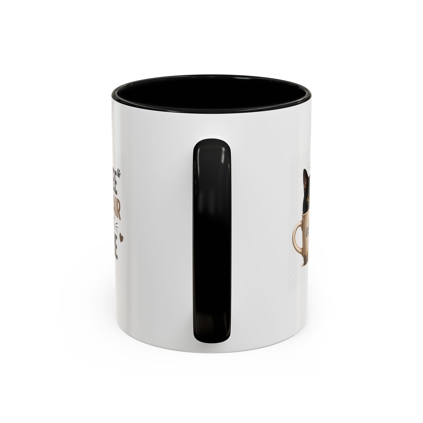 Coffee & Cat Hair Mug — "Coffee, Cat Hair, Don't Care" Accent Ceramic Coffee Mug (11/15oz)
