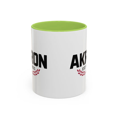 Akron Est. 1825 Accent Coffee Mug — Vintage City Pride Ceramic Mug