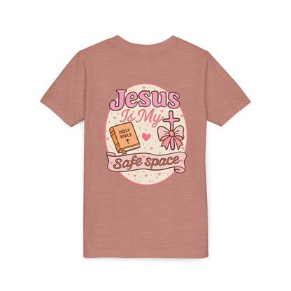 Youth Tee — "Jesus Is My Safe Space" Christian Kids T-Shirt