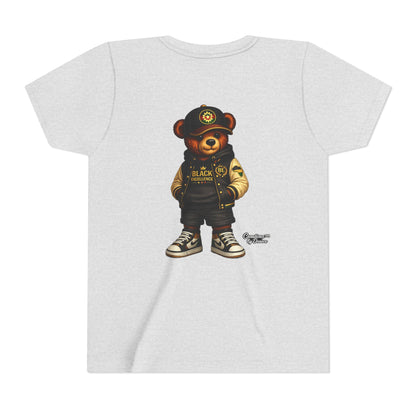 Youth Tee — Streetwear Teddy Bear Graphic (Black Varsity)