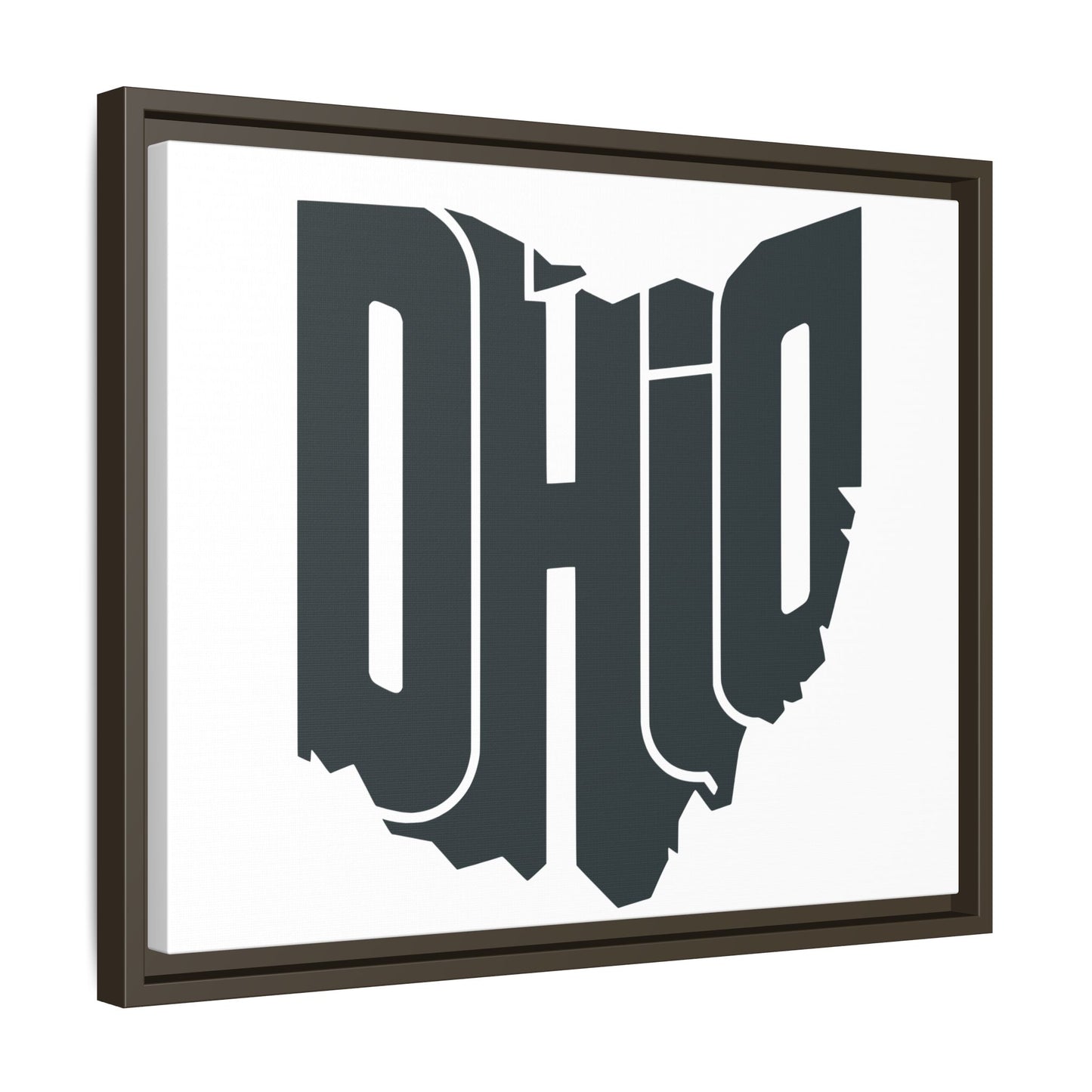 Ohio State Silhouette Matte Framed Canvas — Modern State Wall Art