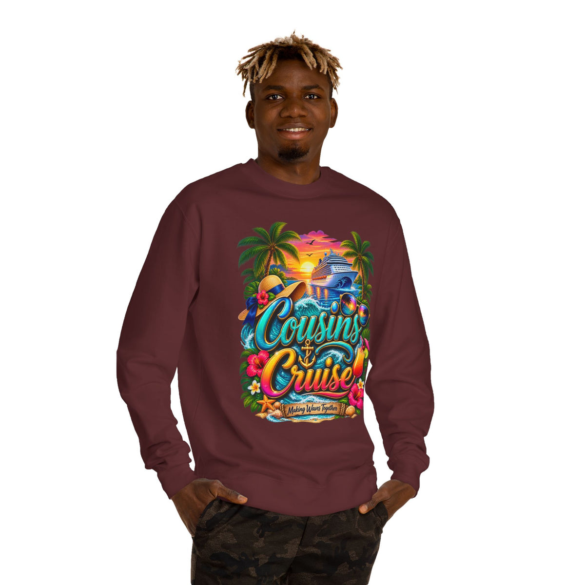 Cousins Cruise Sweatshirt — Tropical Family Cruise Reunion Crewneck