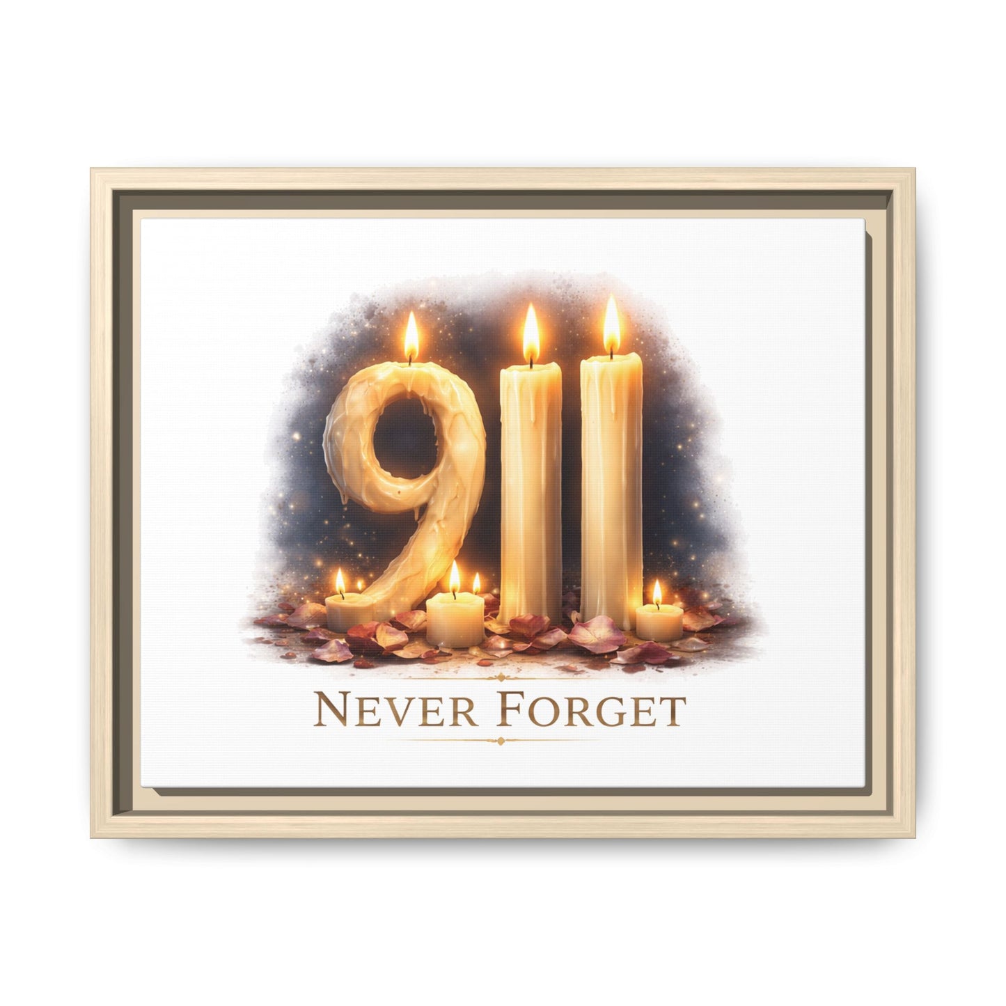 9/11 Never Forget Framed Canvas Print