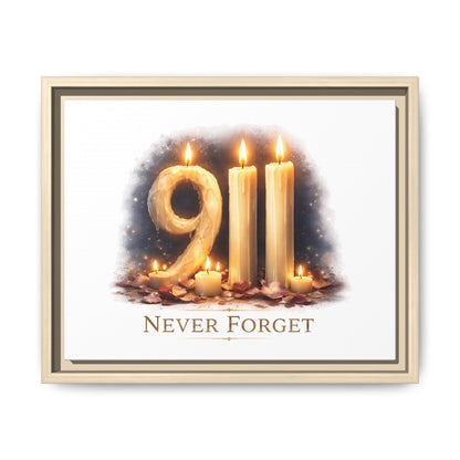 9/11 Never Forget Framed Canvas Print