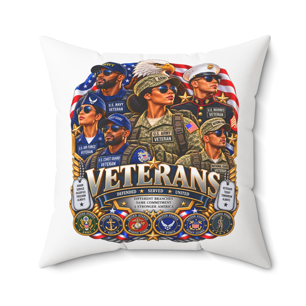 Veterans Tribute Pillow – Patriotic Military Veteran Throw Pillow