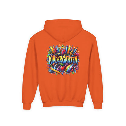 Kindergarten Kids Hoodie — Colorful School Supplies Back-to-School Sweatshirt