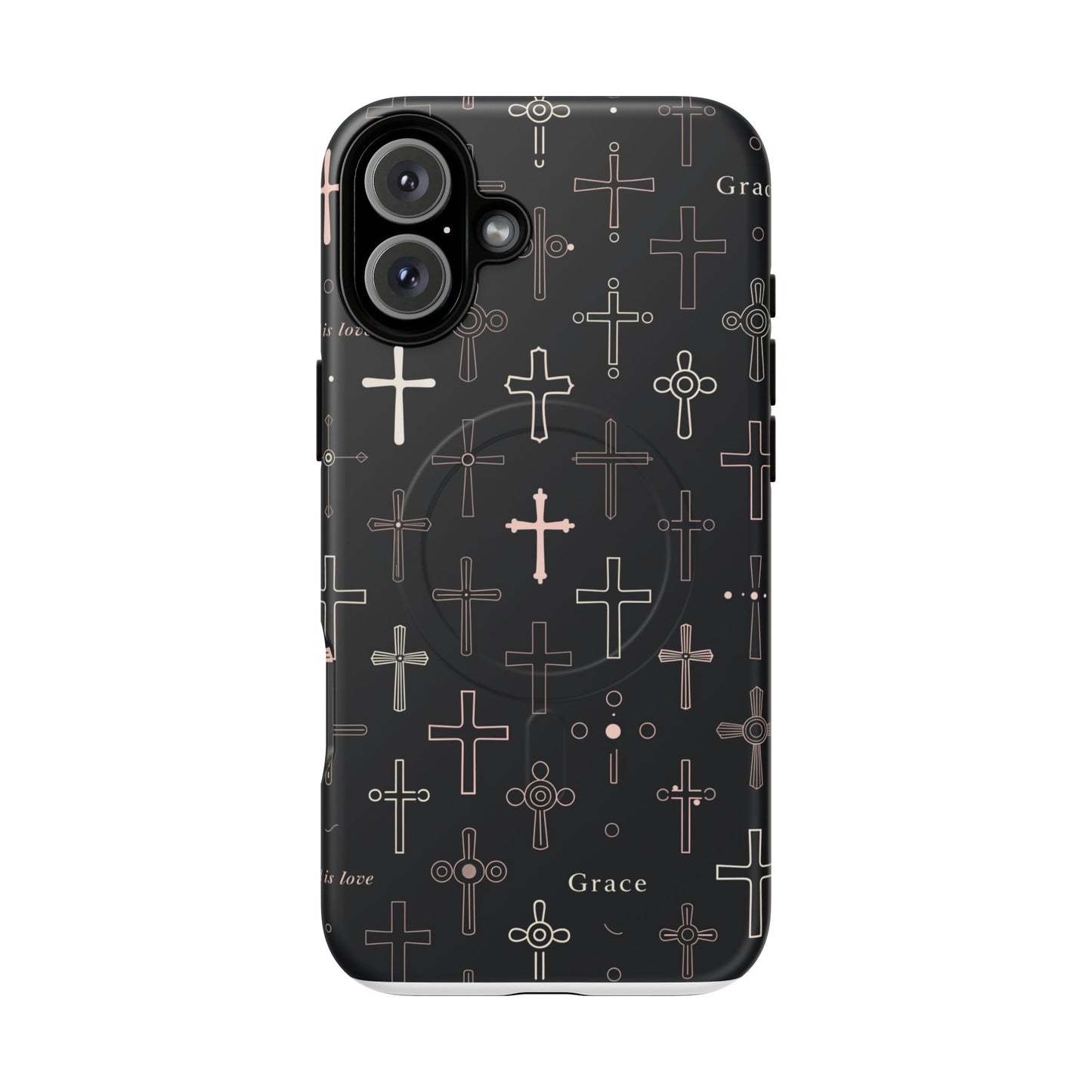 Magnetic Phone Case — Black Crosses "Grace" Protective Cover