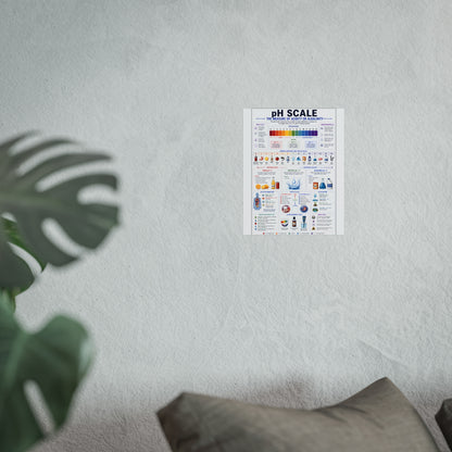 pH Scale Educational Poster - Chemistry Fine Art Poster for Classroom & Home