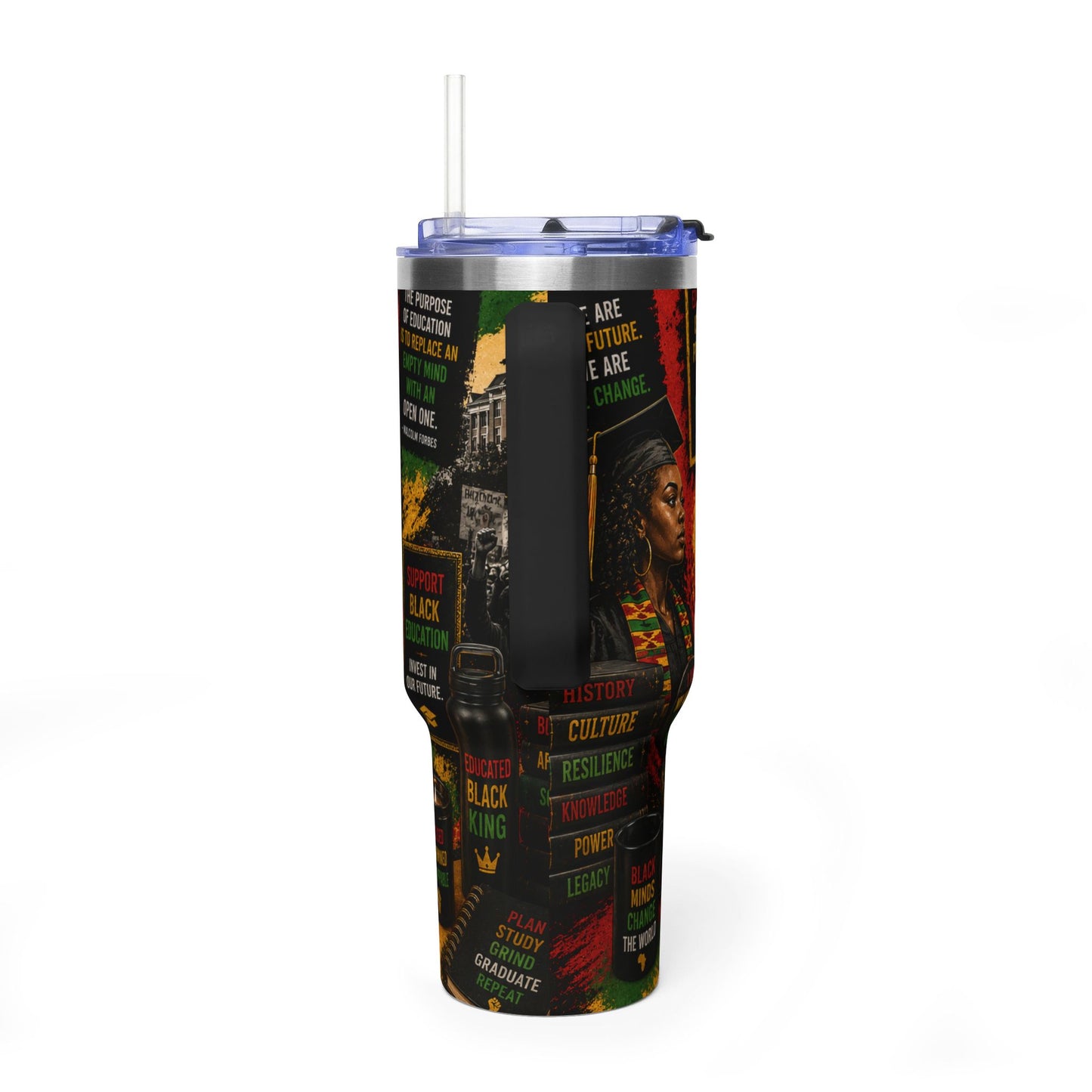 Black Scholars Matter 40oz Vacuum Tumbler - Insulated Travel Cup with Handle