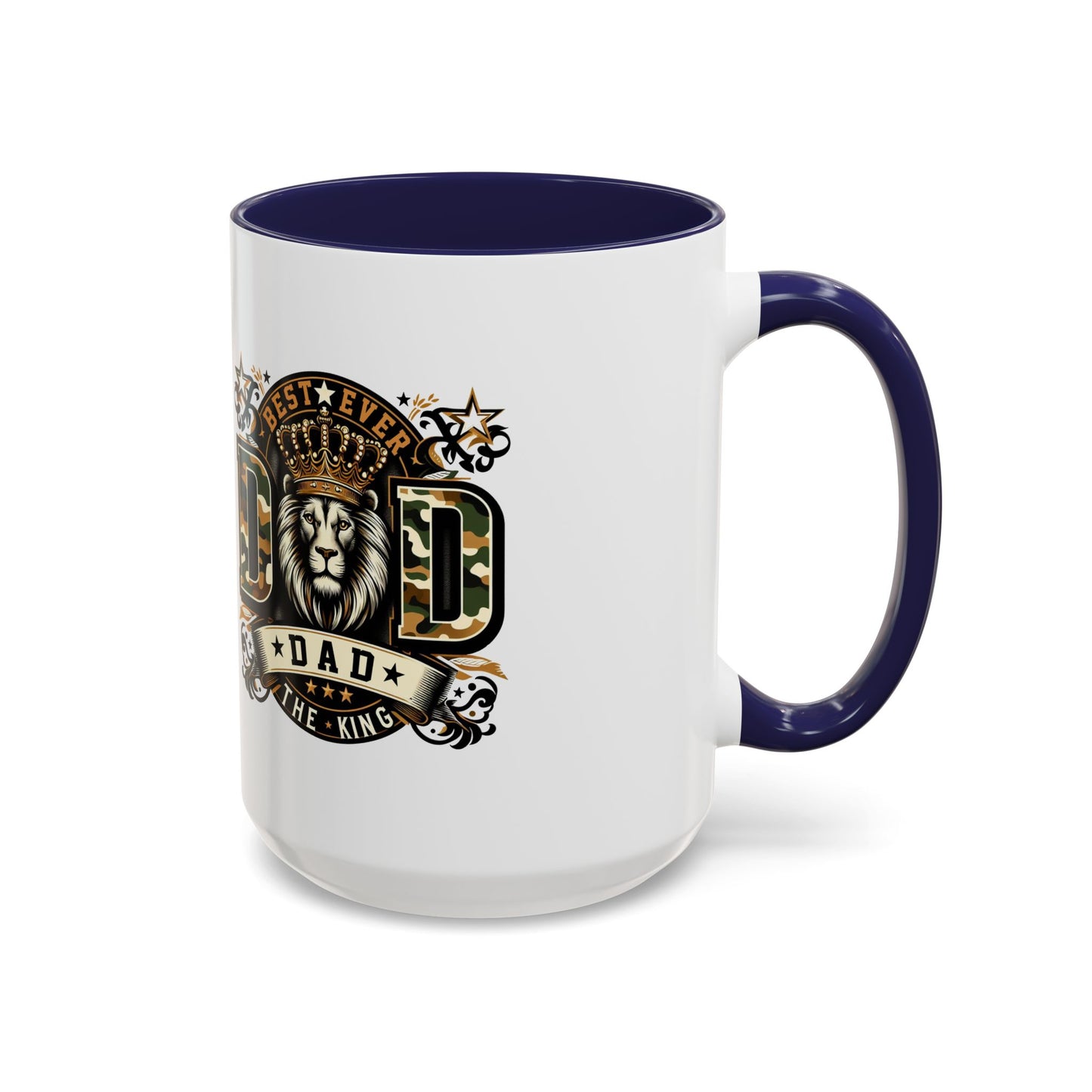 Dad Coffee Mug — "Best Ever Dad" Lion Crest Accent Mug (11/15oz)