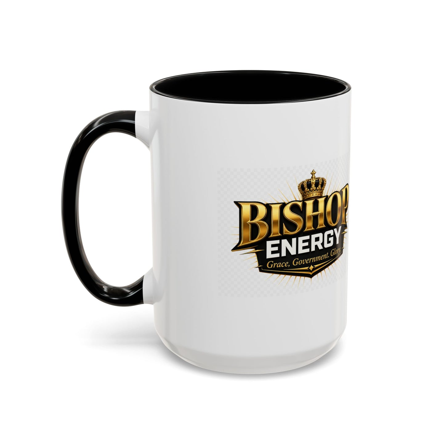 Bishop Energy Coffee Mug — Gold Crown Logo Accent Ceramic Mug (11/15oz)
