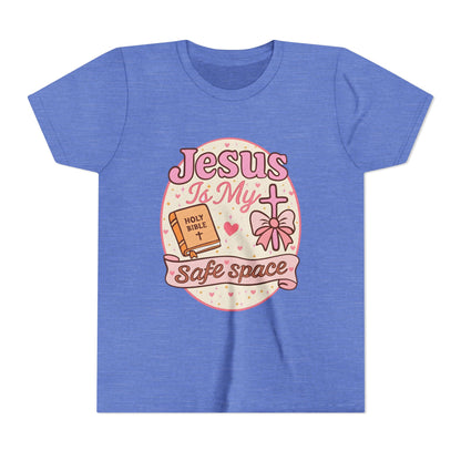 Youth Tee — "Jesus Is My Safe Space" Christian Kids T-Shirt