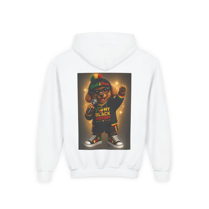 Youth Hoodie — Rasta Kid "I Love My Black History" Graphic Sweatshirt