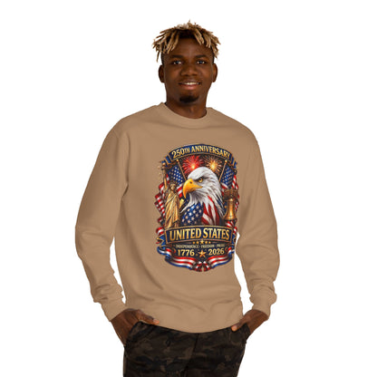 250th Anniversary United States Crewneck Sweatshirt — Eagle & American Flag 1776–2026