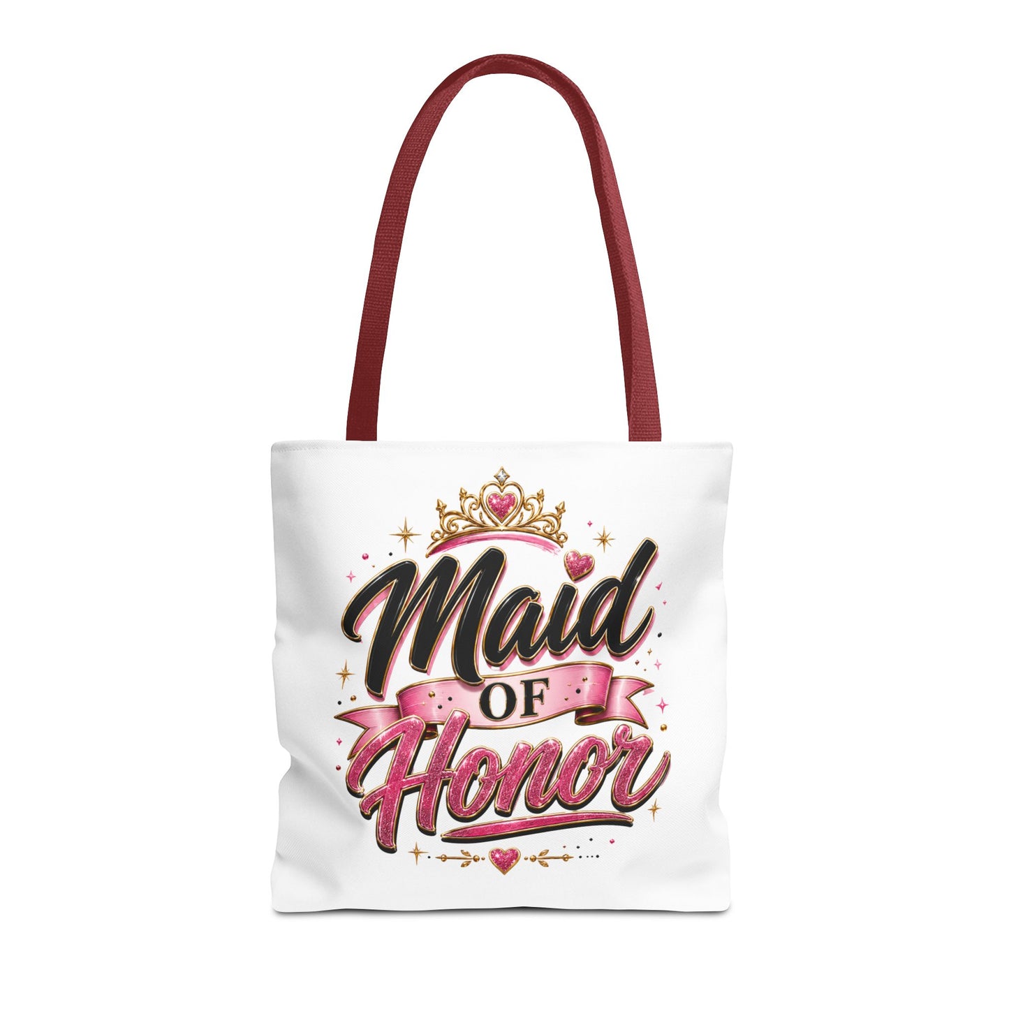 Maid of Honor Tote Bag — Pink Crown Bridal Party Tote for Weddings & Bachelorette