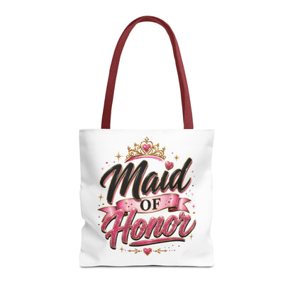 Maid of Honor Tote Bag — Pink Crown Bridal Party Tote for Weddings & Bachelorette