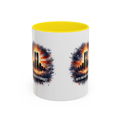 9/11 Never Forget Coffee Mug - Memorial Tribute Accent Mug (11/15oz)