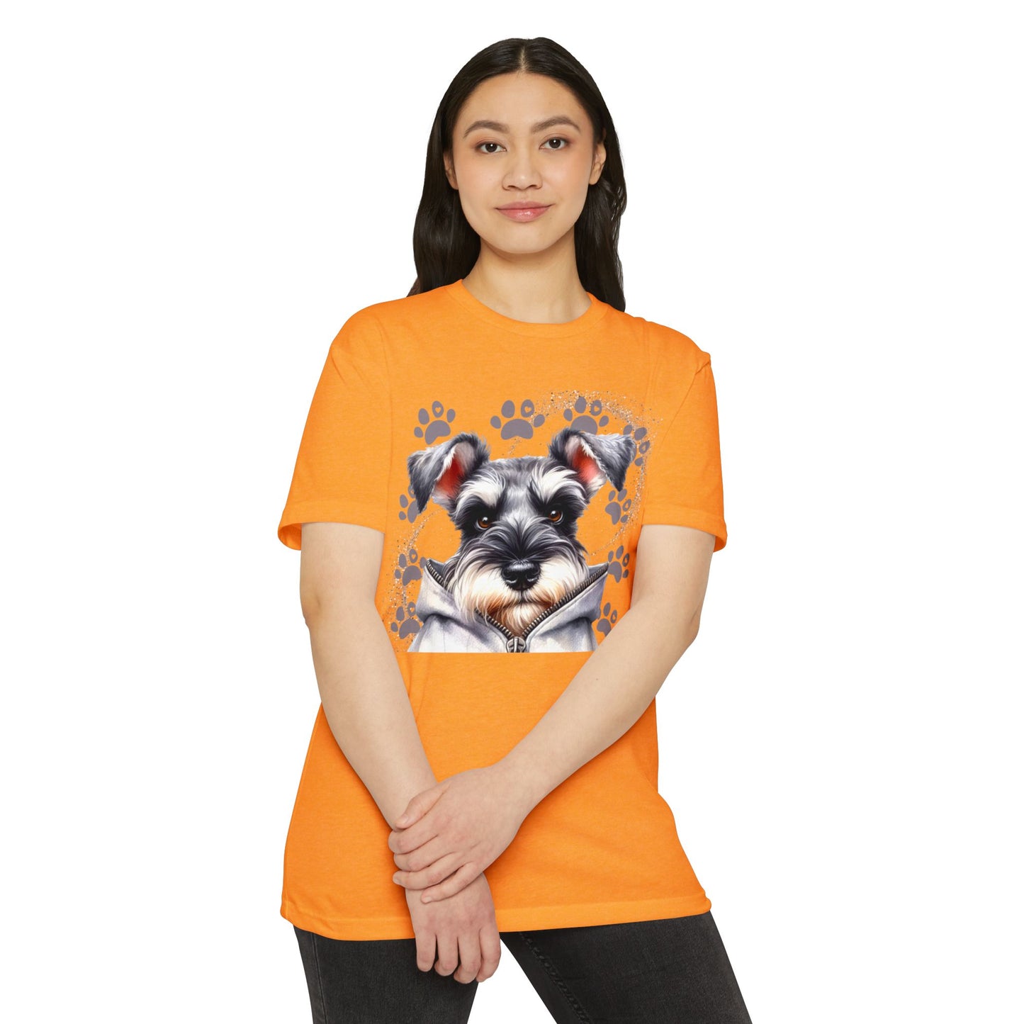 Schnauzer Pawprint Graphic T‑Shirt — Cute Dog Portrait Tee for Pet Lovers