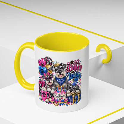 Birthday Wishes Dog Coffee Mug — Cute Paw Print Celebration Mug (11/15oz)