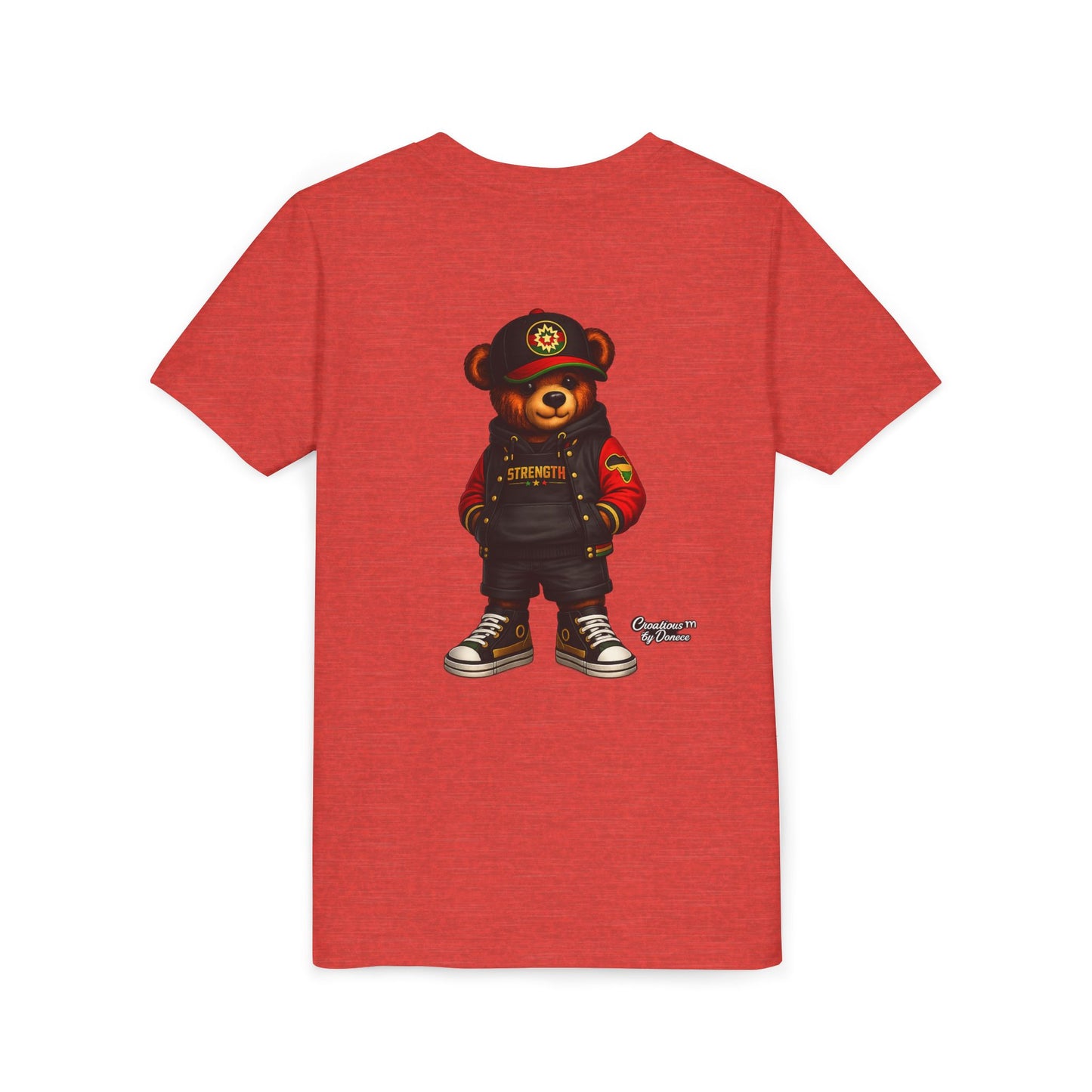 Kids Teddy Bear Streetwear Tee — 'Strength' Graphic Youth T-Shirt