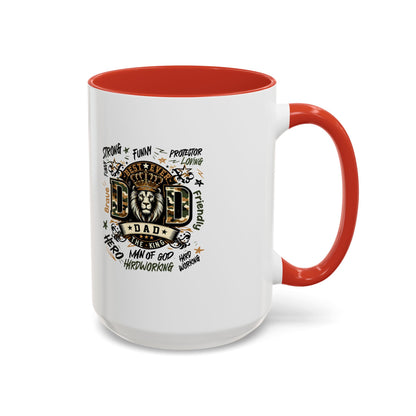 Dad King Lion Coffee Mug — 'Dad: The King' Accent 11/15oz Gift