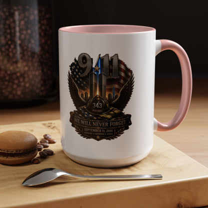 9/11 Memorial Coffee Mug - 'We Will Never Forget' Tribute Accent Mug