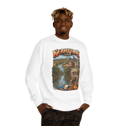 Kerrville Texas Scenic Crewneck Sweatshirt — Riverfront Guitar Vintage Design