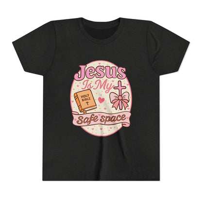 Youth Tee — "Jesus Is My Safe Space" Christian Kids T-Shirt