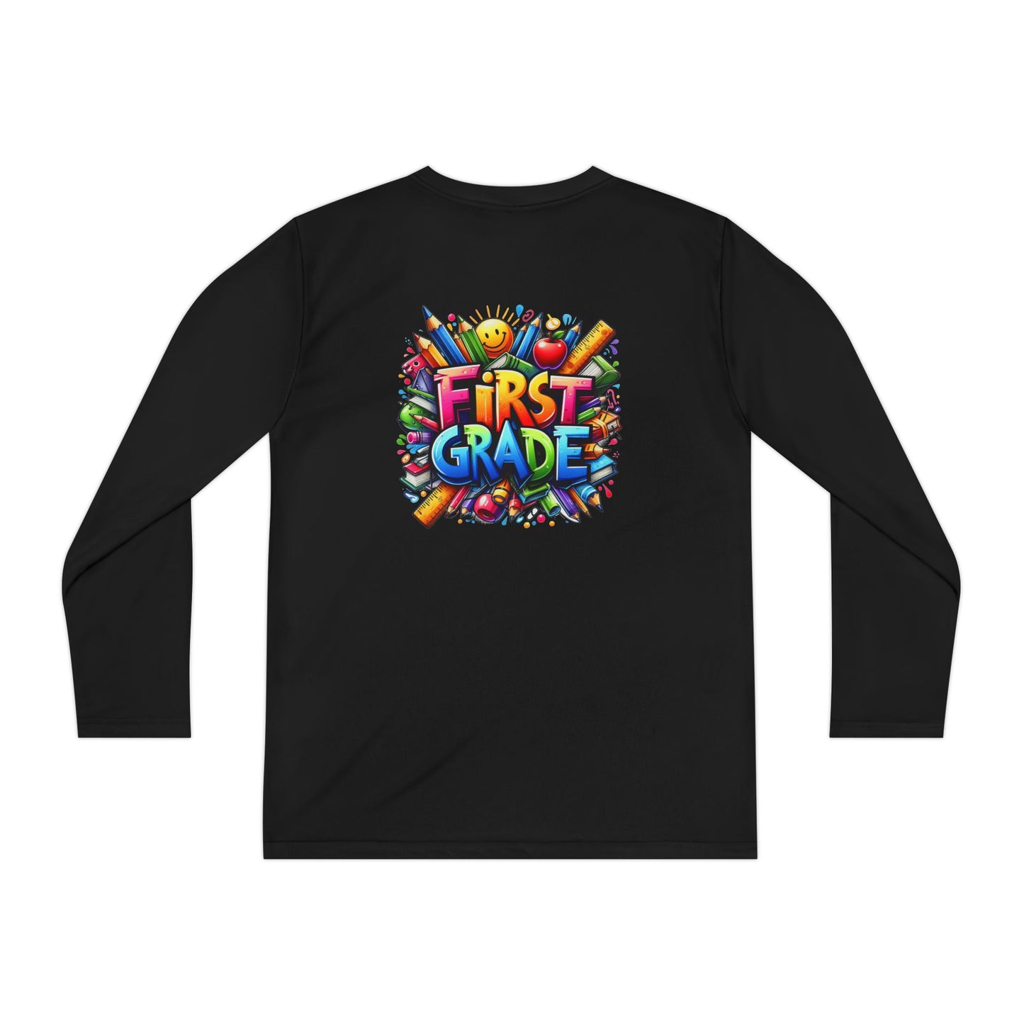 First Grade Youth Long Sleeve Tee — Colorful Back-to-School Shirt